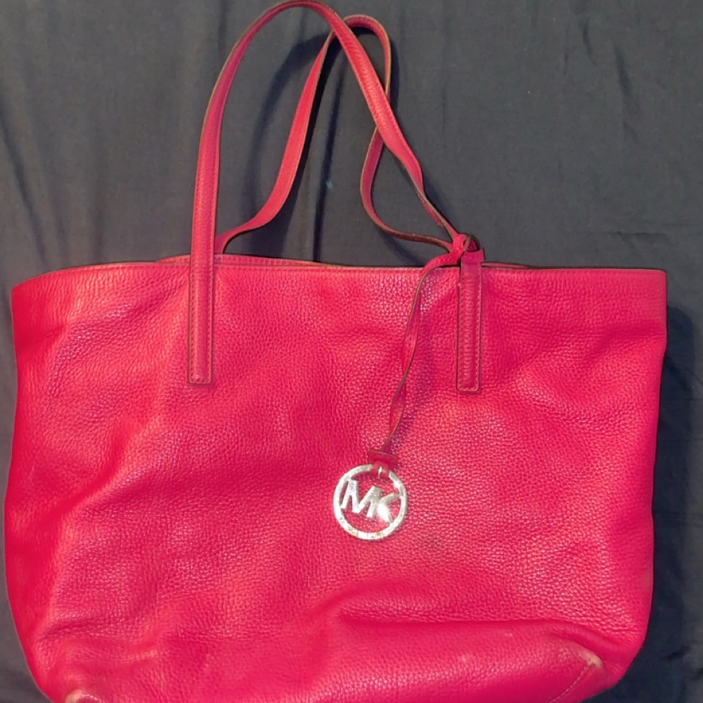 Michael Kors Red Leather Tote Bag